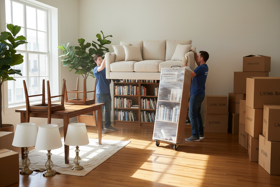 dame una imagen de muebles del hogar de una mudanza